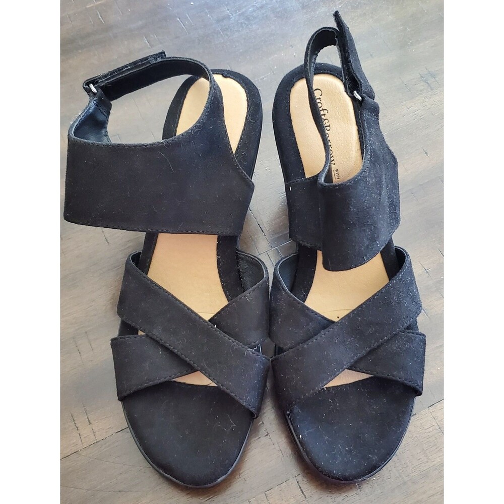 Croft & Barrow Women's Size 8.5 Black Faux Suede Cross Top Heels